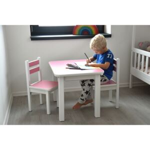 Vingo Dětský stolek a dvě židličky s přihrádkami v růžovém odstínu