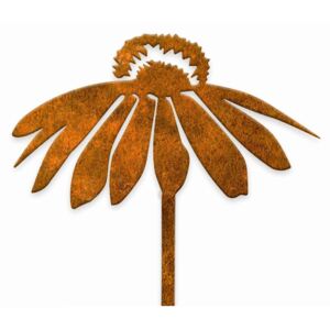 Zahradní kovová dekorace rezavý echinacea ornament XL