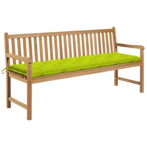 Zahradní lavice s jasně zelenou poduškou 175 cm masivní teak