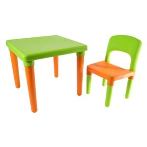 Tutumi Sada nábytku pro děti Pikolo stolek + židle - zeleno/oranžová