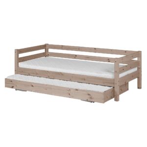 Hnědá dětská postel z borovicového dřeva s výsuvným lůžkem Flexa Classic, 90 x 200 cm