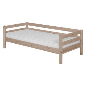 Hnědá dětská postel z borovicového dřeva s boční lištou Flexa Classic, 90 x 200 cm