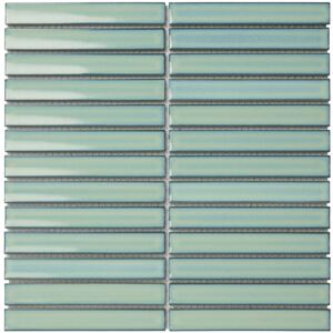 The Mosaic Factory Keramická mozaika zelená Turquoise 2x14,5 (29,6x29,9) cm - SEF20125