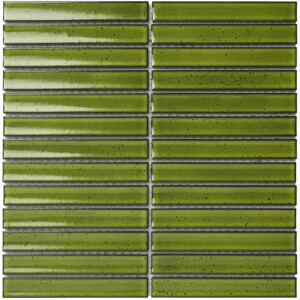 The Mosaic Factory Keramická mozaika zelená Green 2x14,5 (29,6x29,9) cm - SEF20550
