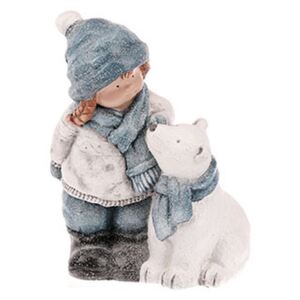 Figurka zimního dítěte- holka s medvídkem, 35 cm