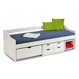 Zvýšená postel s úložným prostorem IA8809B, borovice-bílá