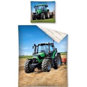 Povlečení bavlna fototisk Traktor zelený 140x200+70x80 cm
