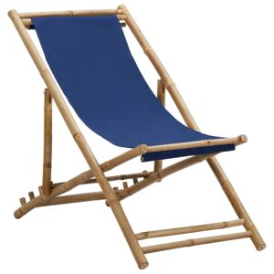 Kempingová židle bambus a plátno námořnická modrá