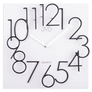 Hranaté desginové hodiny JVD HB24.3 s kovovými číslicemi (vystouplá čísla) (MDF materiál )