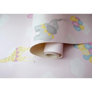 Papírová tapeta Animal Balloons Růžová