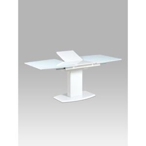 Autronic Jídelní stůl 140+40x80 cm, bílé sklo + bílá MDF AT-4012 WT