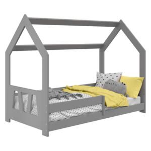 AMI nábytek Dětská postel DOMEČEK D5A 160 x 80 cm masiv šedá