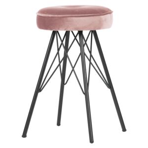 Hoorns Světle růžová sametová barová stolička Isabel 53 cm