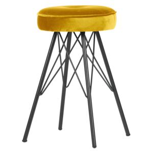 Hoorns Žlutá sametová barová stolička Isabel 53 cm