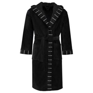 Pánský nebo dámský župan s kapsami a s kapucí, kabát po koupeli, 100% bavlněné froté - černá barva, Esprit - L