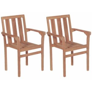 Stohovatelné zahradní židle 2 ks teakové dřevo Dekorhome
