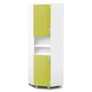 Nabytekmorava Vysoká koupelnová skříňka rohová K36 barva skříňky: bílá 113, barva dvířek: lemon lesk
