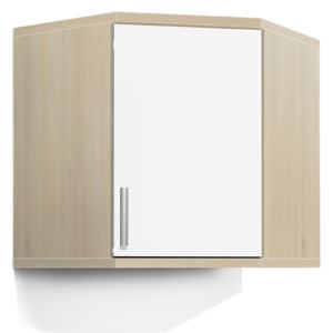 Koupelnová skříňka rohová závěsná K33 barva skříňky: akát, barva dvířek: bílý lesk