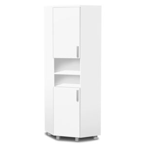 Nabytekmorava Vysoká koupelnová skříňka rohová K36 barva skříňky: bílá 113, barva dvířek: bílý lesk