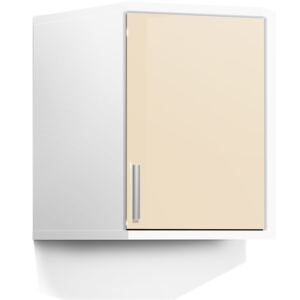 Koupelnová skříňka rohová závěsná K33 barva skříňky: bílá 113, barva dvířek: jasmín lesk