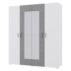 Imperial Šatní skříň 4-dvéřová barvy beton/bílá 180x207x57 cm NOVA