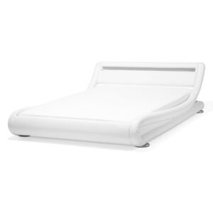Vodní postel, LED ekologická kůže 140 x 200 cm bílá AVIGNON