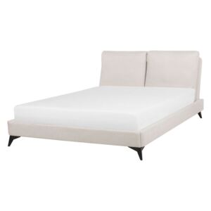 Béžová sametová postel MELLE 160 x 200 cm