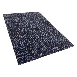 Kožený koberec 140 x 200 cm hnědo-modrý IKISU