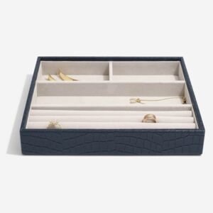 Stackers Box na šperky Classic Navy Croc Ring/Bracelets Layer | tmavě modrá