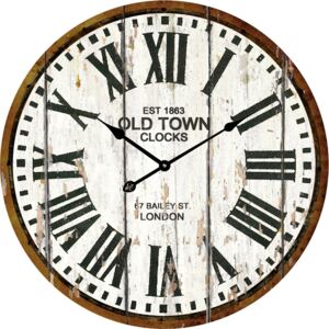 Postershop Nástěnné skleněné hodiny: Old Town Clocks (bílé) - 34 cm