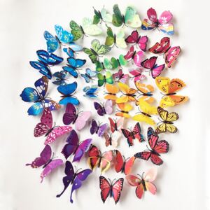 Samolepka na zeď "Plastové barevné 3D Motýli" 12 ks 6-12 cm