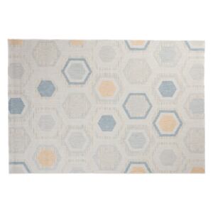 Sisalový koberec JUNGLE hexagon - modrý/žlutý