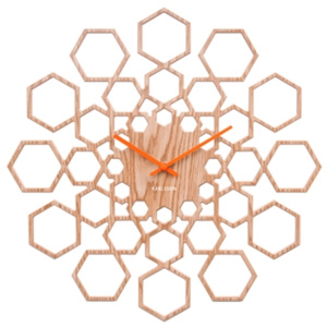 Dřevěné nástěnné hodiny - Karlsson Sunshine Hexagon Wood, Ø 48 cm