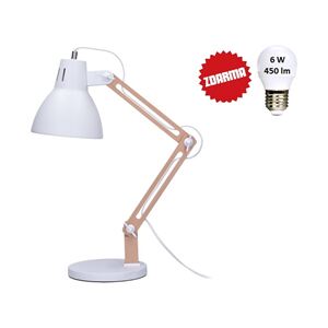 Solight/ Stolní lampa Falun, E27, bílá + LED žárovka zdarma