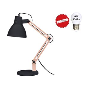 SOLIGHT/stolní lampa Falun, E27, černá + LED žárovka zdarma