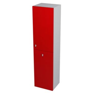 Sapho AILA skříňka vysoká s košem 35x140x30cm, pravá, červená/stříbrná