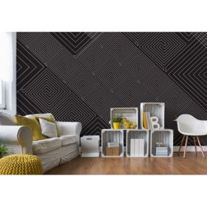 GLIX Fototapeta - Modern Geometric Pattern Black And Grey Vliesová tapeta - 206x275 cm