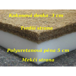 Kokosová matrace s PUR pěnou 120 x 70 cm dvoustranná (výška 8 cm)