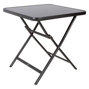 FLORABEST® Skládací hliníkový stůl se skleněnou deskou ALU, černá