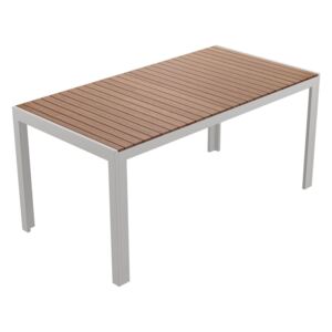 FLORABEST® Hliníkový stůl s deskou z eukalyptového dřeva, 156 x 80 cm