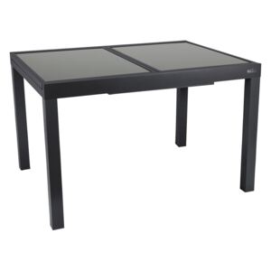 FLORABEST® Rozkládací hliníkový stůl se skleněnou deskou ALU, černá