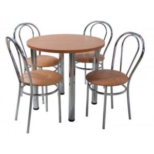 Levný jídelní set 4 židle + kulatý stůl 80 cm písková - AL10