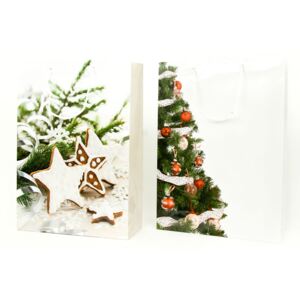 Taška dárková papírová velká, vánoční motivy, mix dvou dekorů AUT139-V