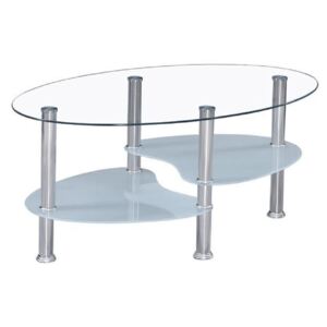 Konferenční stolek Tempo Kondela Wave, ocel/sklo čiré+pískované