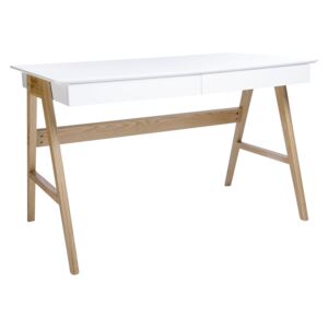 Design Psací stůl RIVA bílý mdf, dubové nohy
