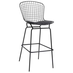 Design Barová židle NET černý polštář - černý kov