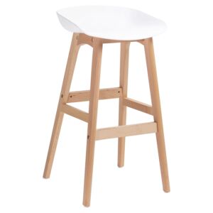 Design Barová židle STALLO bílá - polypropylén, bukový základ
