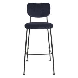 Tmavě modrá barová čalouněná židle GLORIE 102,2 cm