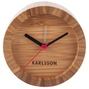 Hnědé stolní bambusové hodiny s budíkem Karlsson Tom