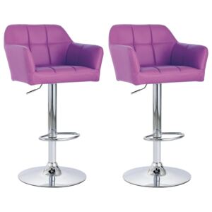 Barové židle s područkami - umělá kůže - 2 ks | fialové